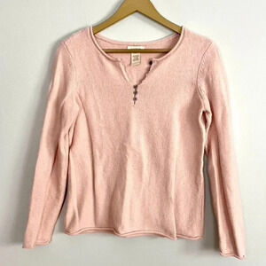 Sundance Pink Henley Sweater